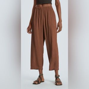 Everlane The NAIA Ripple Pant Crinkle Crepe Lightweight Pull On Brown Medium